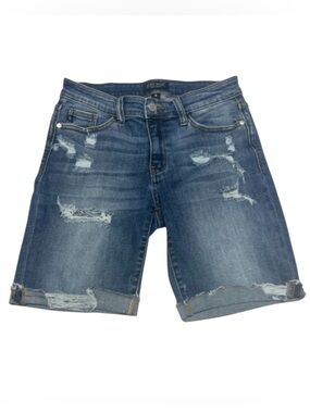 Judy Blue Kasey Med Blue Denim Shorts Size S Womens Stretch Casual Summer Trendy
